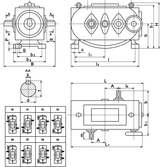 Габаритные и присоединительные размеры вариатора ВЦБ